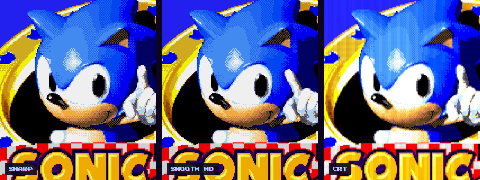The same game picture with the Sharp, Smooth HD and CRT looks side by side